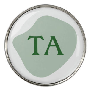 Monogram Initials in Green on Color Bubble Golf Ball Marker