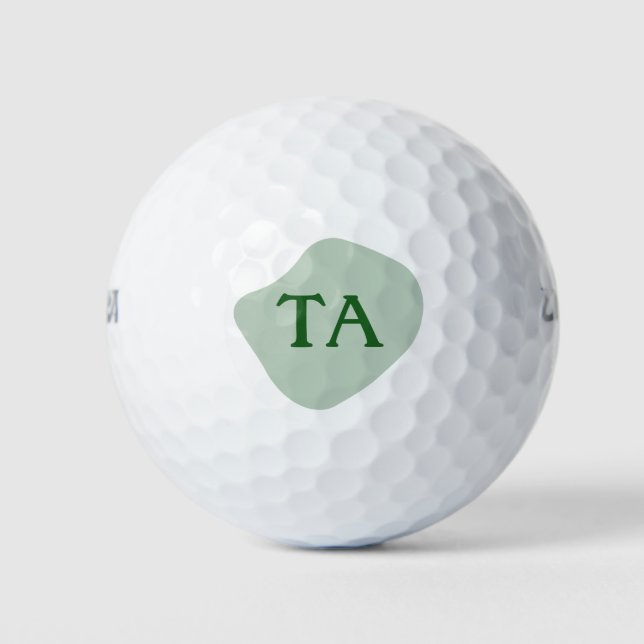 Monogram Initials in Green on Color Bubble Golf Balls (Front)