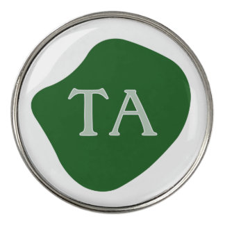 Monogram Initials in Green on Dark Bubble Golf Ball Marker