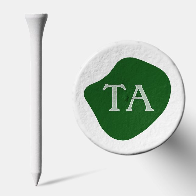 Monogram Initials in Green on Dark Bubble Golf Tees (Combo)