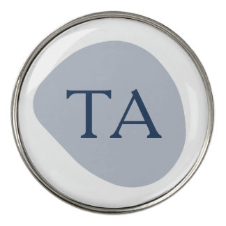 Monogram Initials in Navy Blue on Color Bubble Golf Ball Marker