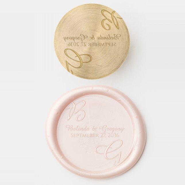 Monogram Initials Invitation Wedding Wax Seal Stamp (Stamped)