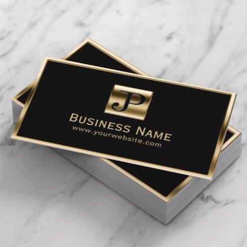 Monogram Initials JP Gold Framed Custom Business Card
