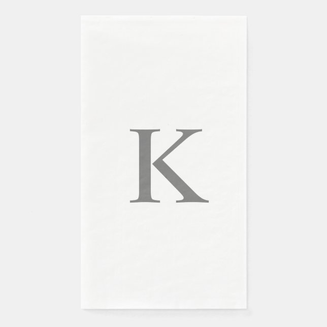 Monogram Initials Letter Grey Gray White Paper Guest Towels (Front)