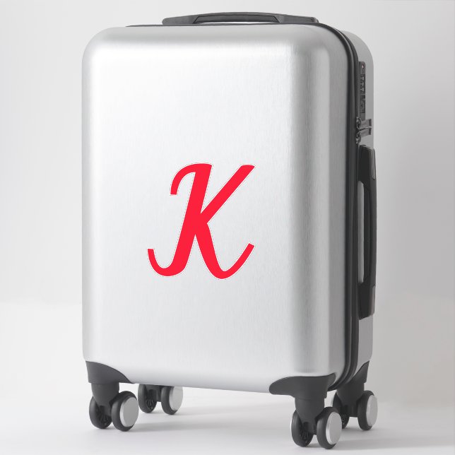 Monogram Initials Letter Red Bold Custom Name Text Sticker (Suitcase)