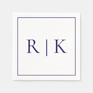 Monogram Initials Letters Deep Navy Blue Wedding Napkins