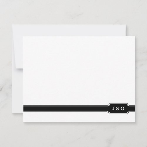 Monogram Initials Modern Band Black  White Note Card