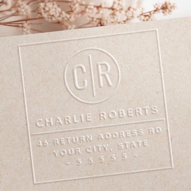 Monogram initials modern minimal return address embosser (Monogram initials modern minimal return address embosser)