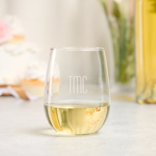 Monogram Initials Modern Timeless Elegant Stemless Wine Glass