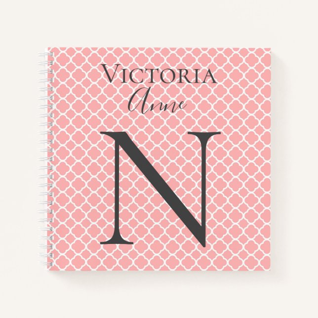 Monogram Initials Name Abstract Pretty Notebook (Front)