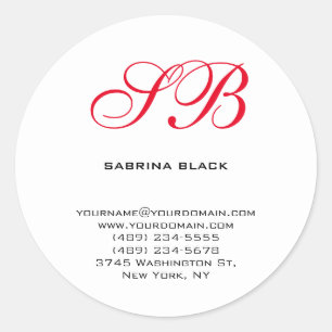 Monogram Initials Name Address E-Mail Telephone Classic Round Sticker