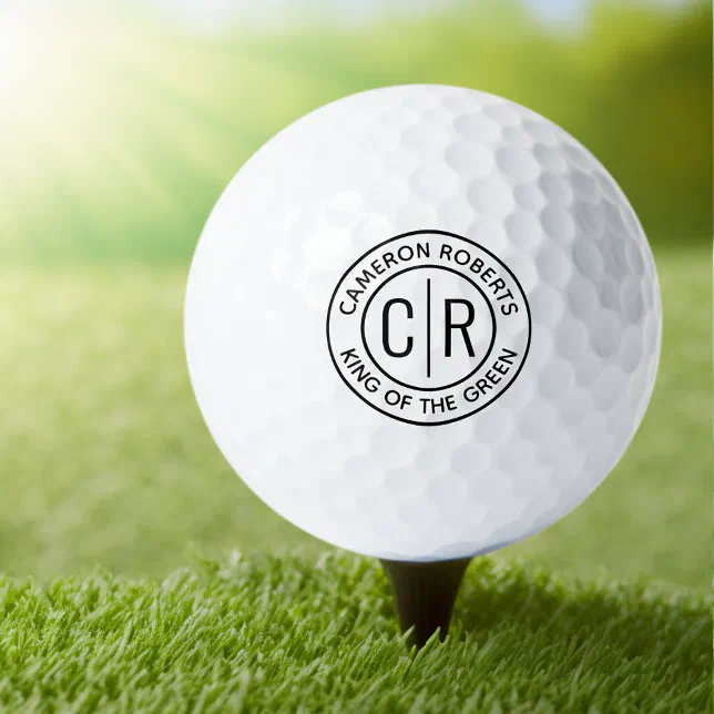 Monogram initials name and custom text golf balls Zazzle