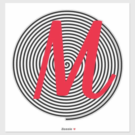 Monogram Initials Name Black And Red Cool Unique Sticker Zazzle