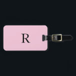 Monogram Initials Name Black Pastel Pink Gift Cute Luggage Tag<br><div class="desc">Monogrammed initial and also personal details like name,  address,  phone number and email all of which you can edit. Designed with solid pastel pink background with black color texts,  you can change both the colors if you wish.</div>