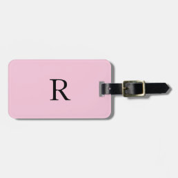 Monogram Initials Name Black Pastel Pink Gift Cute Luggage Tag