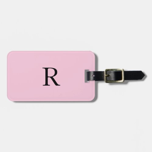 Monogram Initials Name Black Pastel Pink Gift Cute Luggage Tag