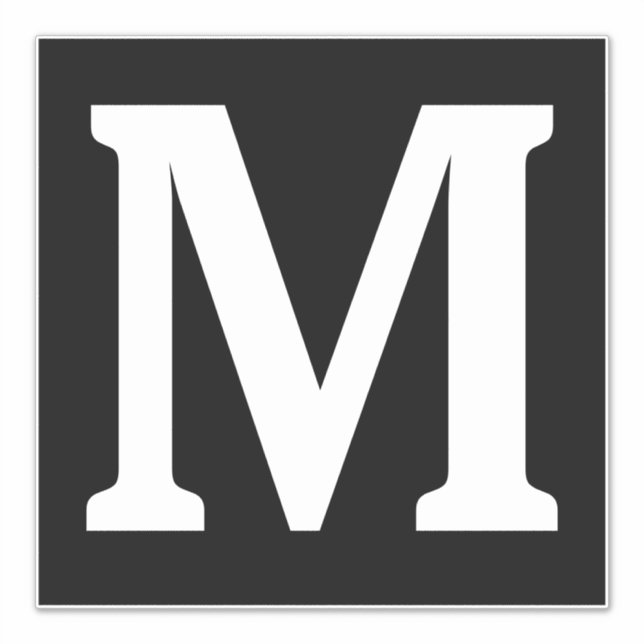 Monogram Initials Name Black White Minimalist Sticker (Front)