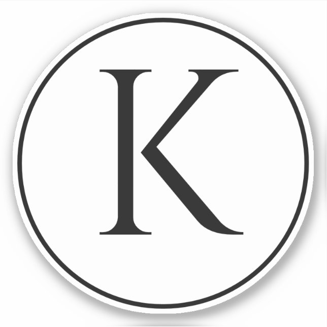 Monogram Initials Name Black White Simple Minimal Sticker (Front)