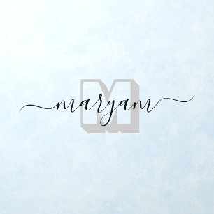 Monogram Initials & Name, Elegant Black Script Wall Decal
