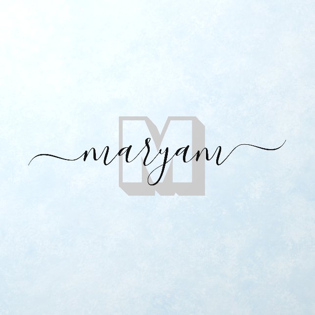 Monogram Initials & Name, Elegant Black Script Wall Decal (Insitu 1)