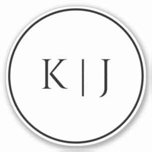 Monogram Initials Name Elegant Minimal Wedding Sticker