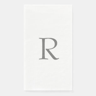 Monogram Initials Name Grey Gray White Paper Guest Towels