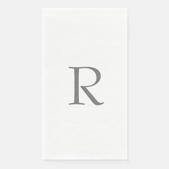 Monogram Initials Name Grey Gray White Paper Guest Towels (Front)