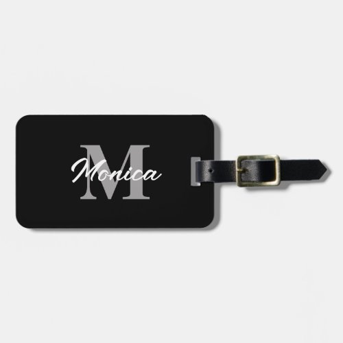 Monogram Initials Name Grey White Black Cool Gift  Luggage Tag