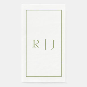 Monogram Initials Name Moss Green Elegant Wedding Paper Guest Towels