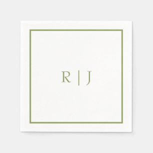 Monogram Initials Name Moss Green Trendy Wedding Napkins