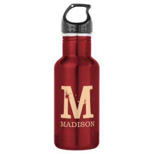 Monogram initials name personalized stainless steel water bottle