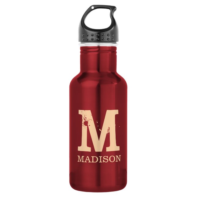 Monogram initials name personalized  stainless steel water bottle (Front)