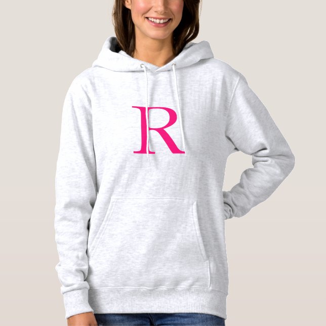 Monogram Initials Name Pink Mother's Day Gift Cute Hoodie (Front)