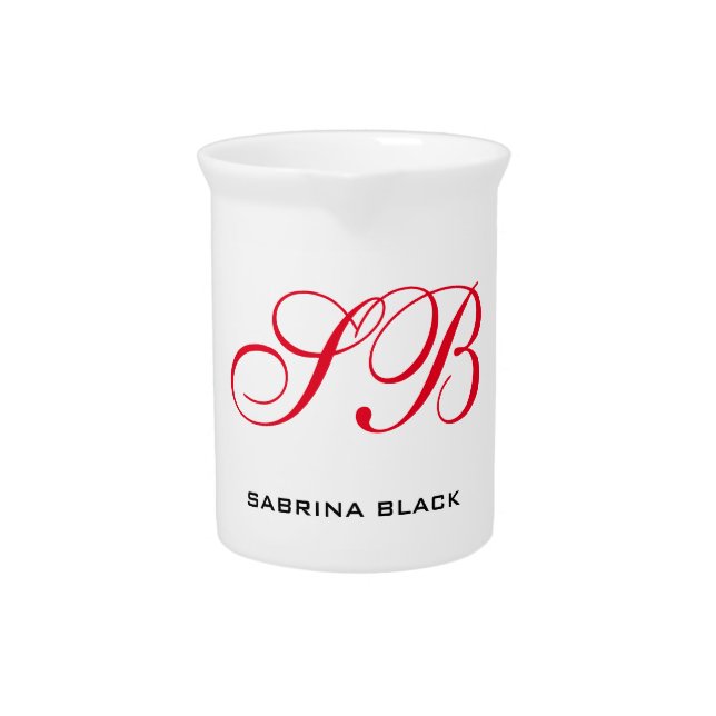 Monogram Initials Name Plain Modern Minimalist Beverage Pitcher (Front)