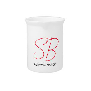 Monogram Initials Name Plain Modern Minimalist Beverage Pitcher