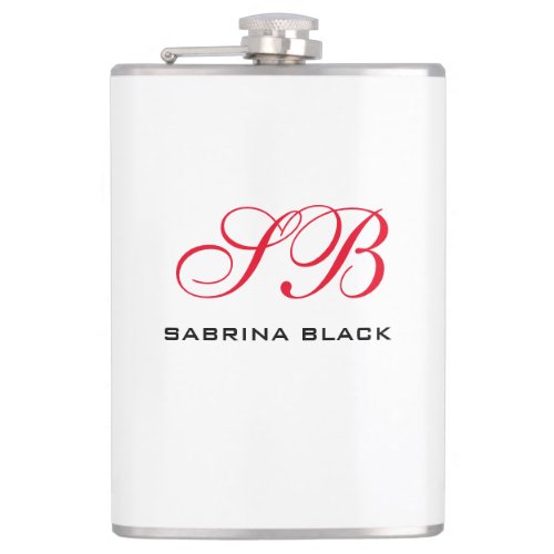 Monogram Initials Name Plain Modern Minimalist Flask