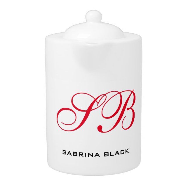 Monogram Initials Name Plain Modern Minimalist Teapot (Front)