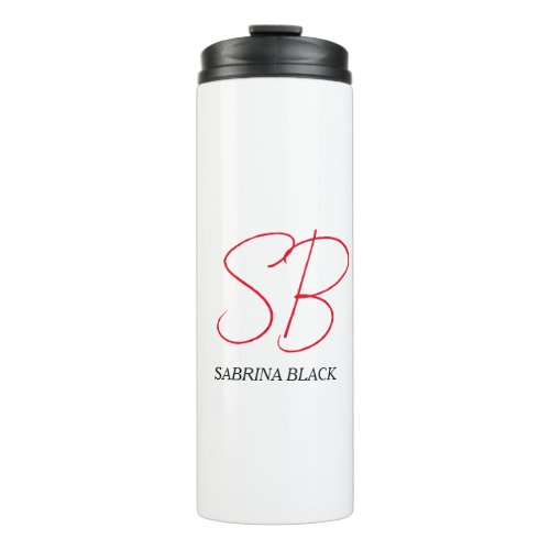 Monogram Initials Name Plain Modern Minimalist Thermal Tumbler