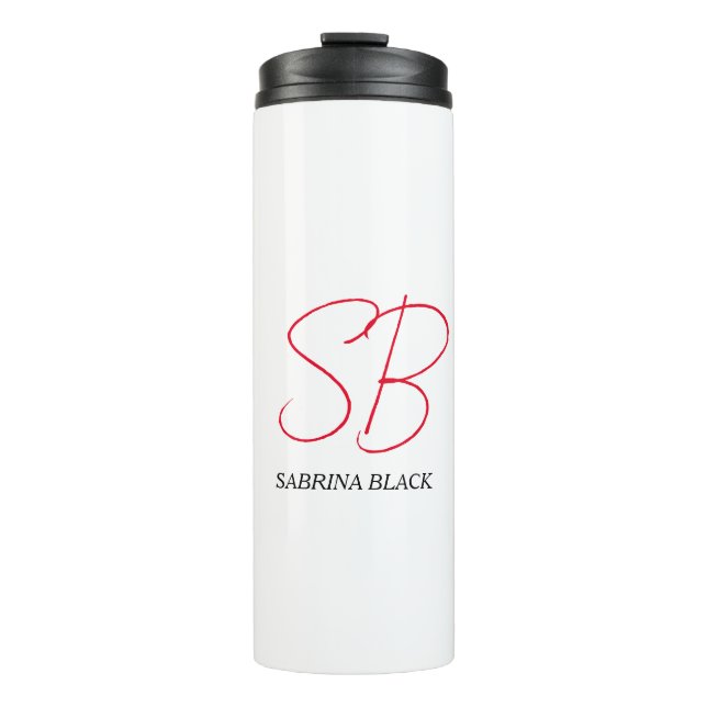 Monogram Initials Name Plain Modern Minimalist Thermal Tumbler (Front)