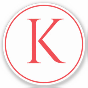 Monogram Initials Name Red Bold Letter Alphabet Sticker