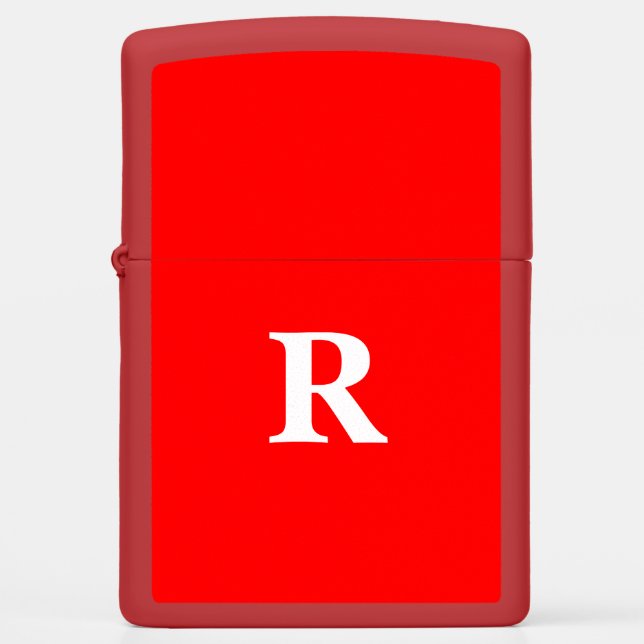Monogram Initials Name Red White Bright Colorful Zippo Lighter (Front)