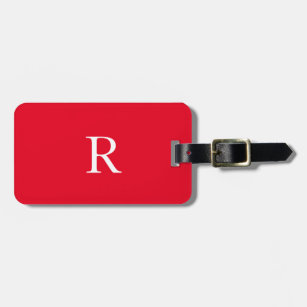 Monogram Initials Name Red White Christmas Holiday Luggage Tag