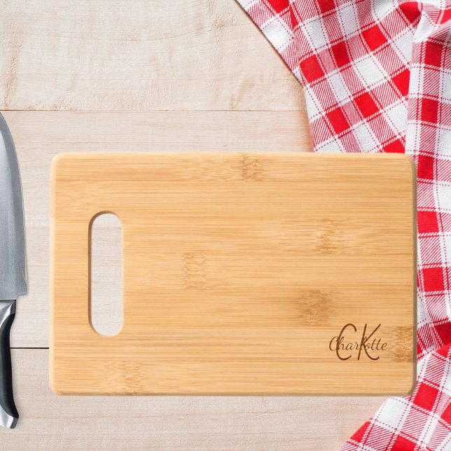 Monogram initials name script engraved cutting board (Creator Uploaded)