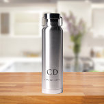 Monogram initials name simple black letters water bottle<br><div class="desc">Personalize and add your monogram initials,  letters and full name. Black letters.</div>