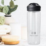 Monogram initials name simple black letters water bottle<br><div class="desc">Personalize and add your monogram initials,  letters and full name. Black letters.</div>
