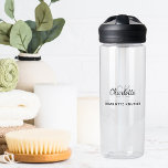 Monogram initials name simple black letters water bottle<br><div class="desc">Personalize and add your first name,  monogram initials,  letters and full name. Black and gray letters.</div>