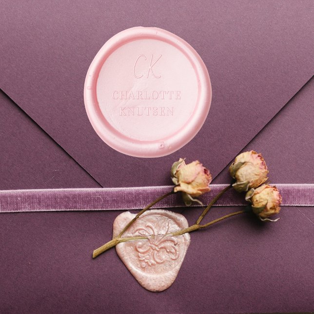 Monogram initials name simple blush pink wax seal stamp (Creator Uploaded)