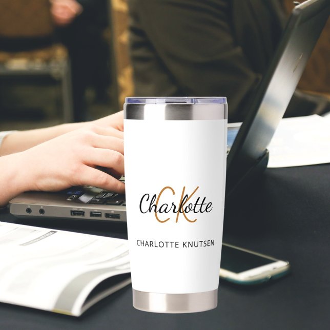 Monogram initials name simple insulated tumbler (Creator Uploaded)