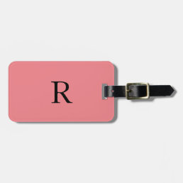 Monogram Initials Name Template Black Salmon Pink Luggage Tag