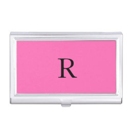 Monogram Initials Name Template Hot Pink Black Business Card Case